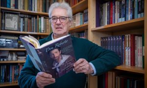 Perthshire author James Jauncey at home in Birnam with his book about ancestor Don Roberto. Image: Kenny Smith/DC Thomson