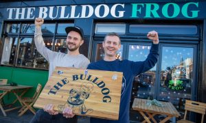 New owners Karol Pruszak (R) and chef Dominik Kalinowski outside The Bulldog Frog in Perth. Image: Kenny Smith/DC Thomson