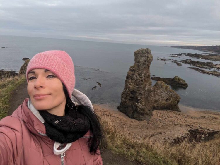 Gayle above the Rock and Spindle