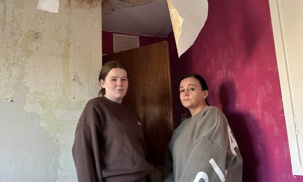 Katie Walker, 19, with mum Michelle at the Kirkcaldy flat.