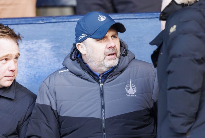 Falkirk assistant Paul Smith in the Stark's Park stand.