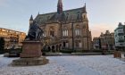 Snow outside the McManus in Dundee on Friday