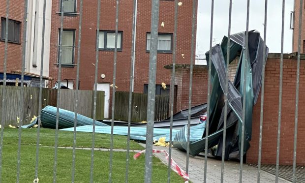 Part of the roof of a building has come off at City Quay during Storm Eowyn. Image: Supplied