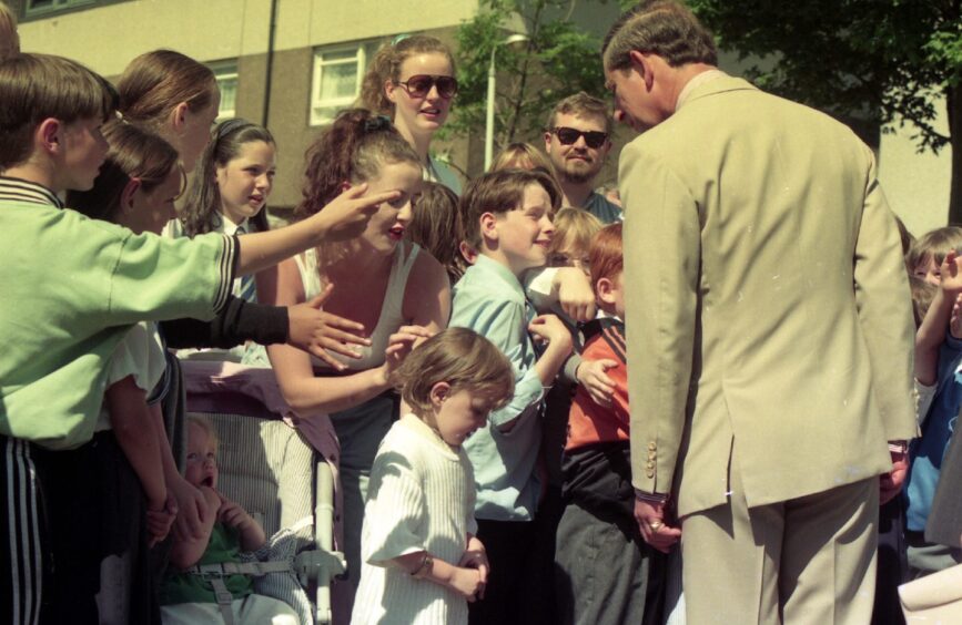 The future king enjoying his second day in Dundee in 1995.