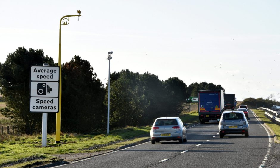 Speed cameras on the A90 between Stonehaven and Dundee.