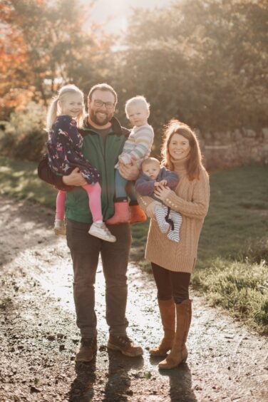 Pertshire wedding photographer Laura Hay with her husband and children.