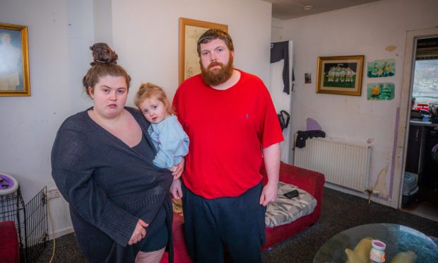 Beatrice Edwards with daughter Emily and partner Duncan Gillon. Image: Steve MacDougall/DC Thomson