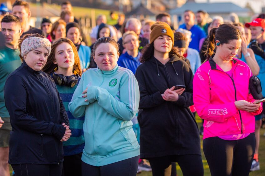 Warming up for Arbroath parkrun.