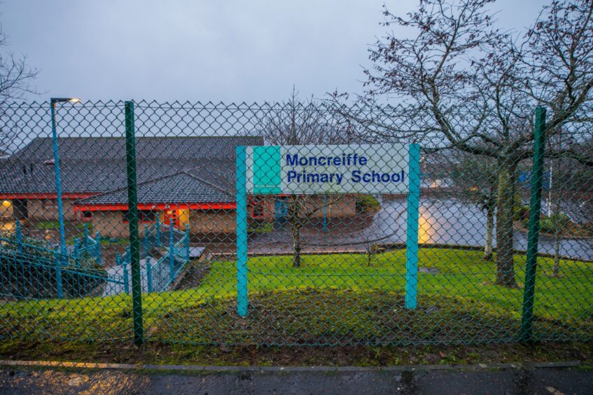 The outside of Moncreiffe Primary School in Perth, which is shut due to Storm Eowyn.