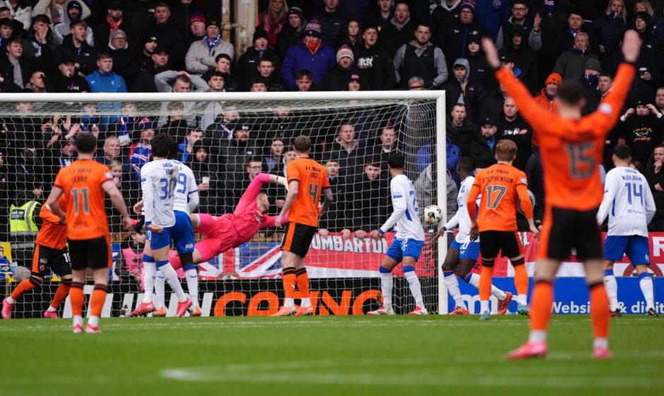 Sam Dalby's header hits the post against Rangers