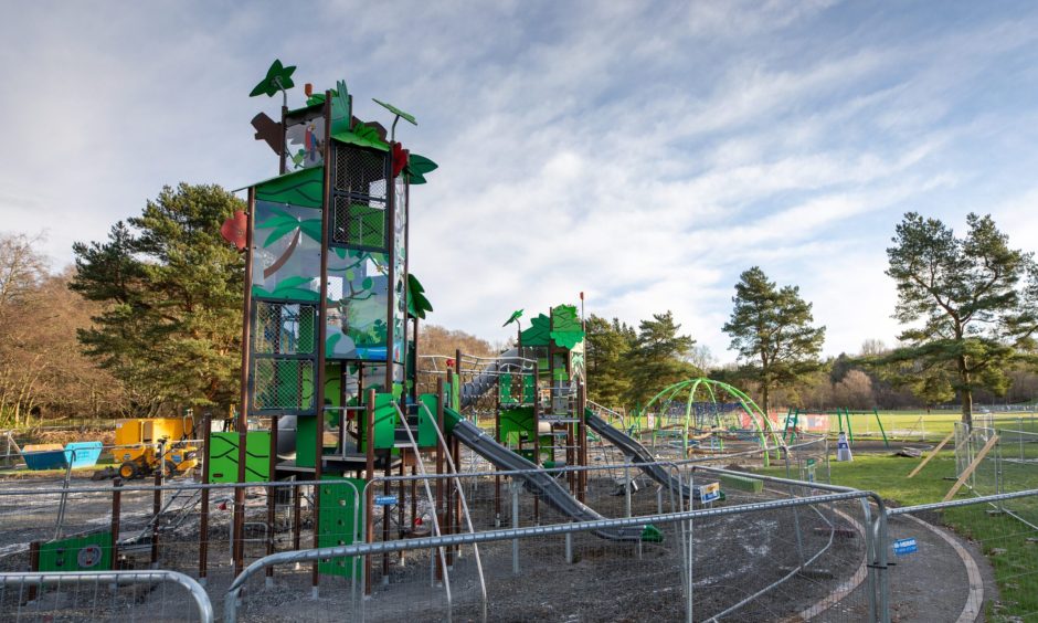 Some of the new play equipment at Riverside Park is already in place