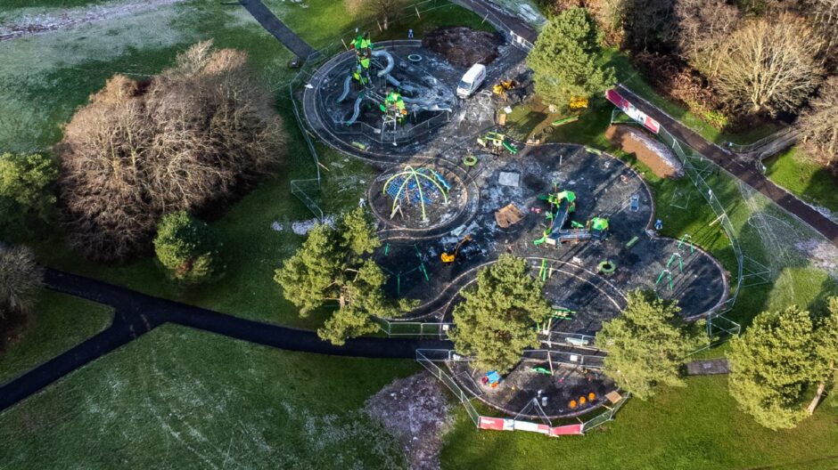 A bird's eye view shows the new playpark at Riverside Park Glenrothes