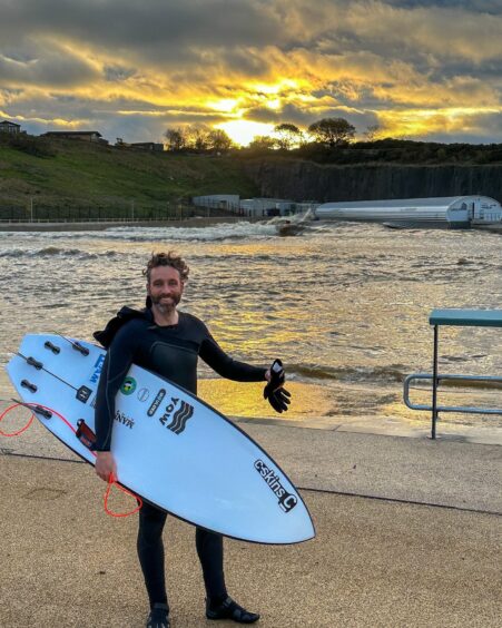 Image shows: Scott Mitchell who lives in Kirkcaldy at the new Lost Shore surf resort near Edinburgh.