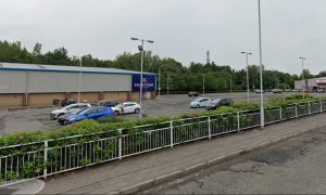 Several lamp-posts light up the Saltire Centre car park in Glenrothes