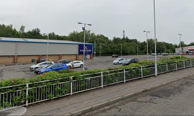 Several lamp-posts light up the Saltire Centre car park in Glenrothes