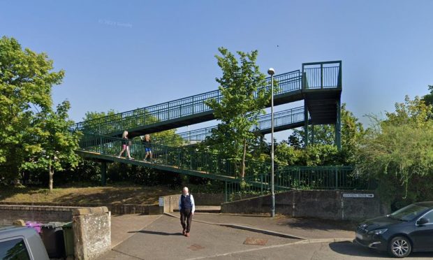 The railway footbridge in Carnoustie from Park Avenue