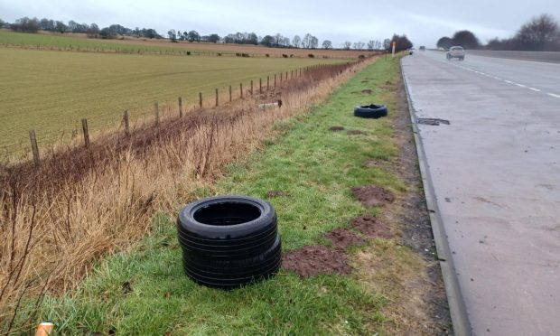 Damaged tyres spotted on A90 near Brechin