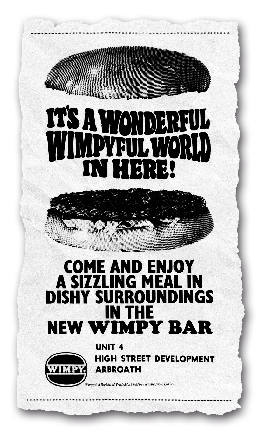 a newspaper advert promoting Wimpy opening in Arbroath High Street in 1970.