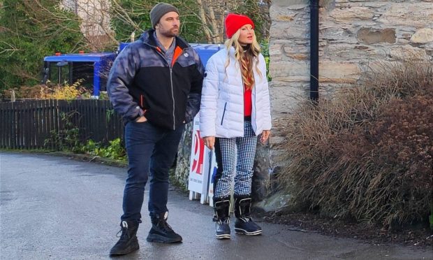 Caprice Bourret during filming at The Watermill in Aberfeldy.