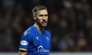 A close-up picture of Barry Douglas in action for St Johnstone.