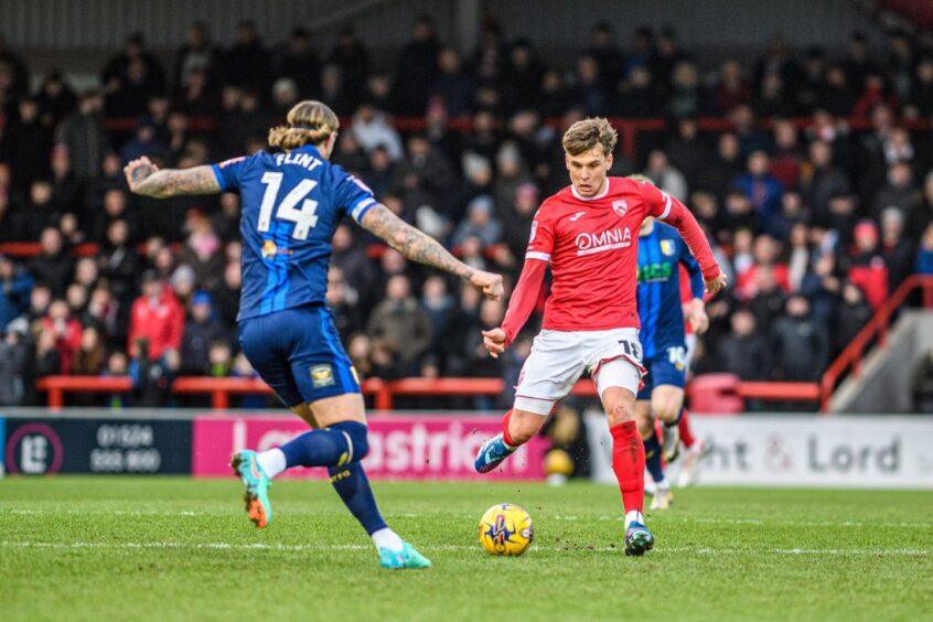 St Johnstone trialist Jake Taylor in action for Morecambe.