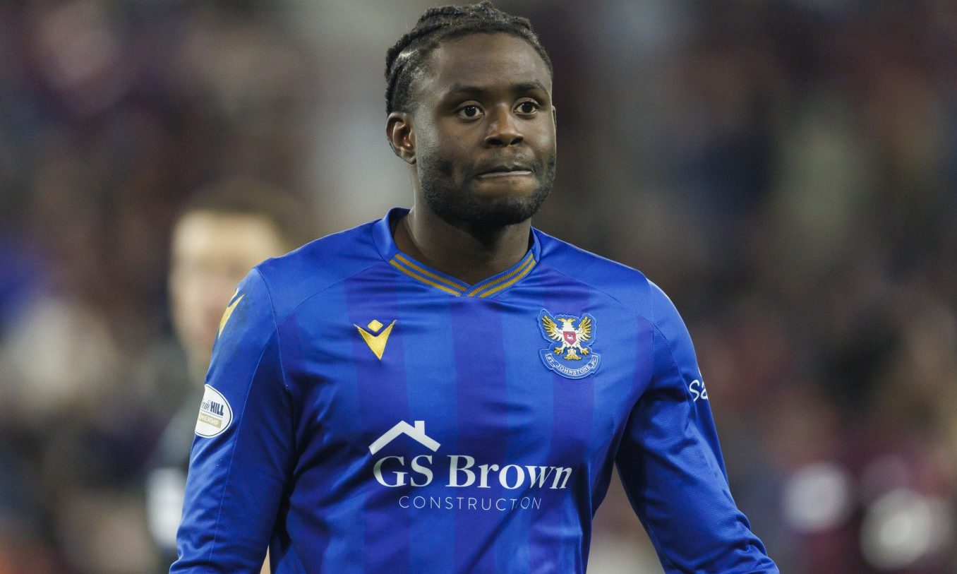 Benji Kimpioka in action for St Johnstone against Hearts.