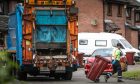 Bin collections in Dundee were disrupted by high winds on Friday. Image: Mhairi Edwards/DC Thomson