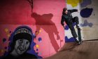 Passion Park co-owner Lewis Allan tackles the half pipe on his skateboard. Image: Mhairi Edwards/DC Thomson