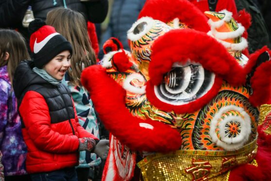 The dragons got up close and personal.  Image: Mhairi Edwards/DC Thomson