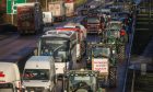 Tractors on the road during a recent protest in Dundee