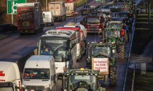 Tractors on the road during a recent protest in Dundee