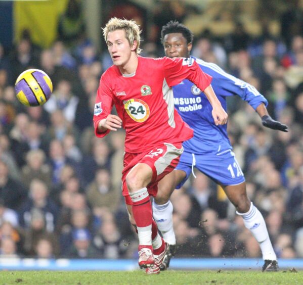 Morten Gamst Pedersen in action for Blackburn Rovers against Chelsea. 