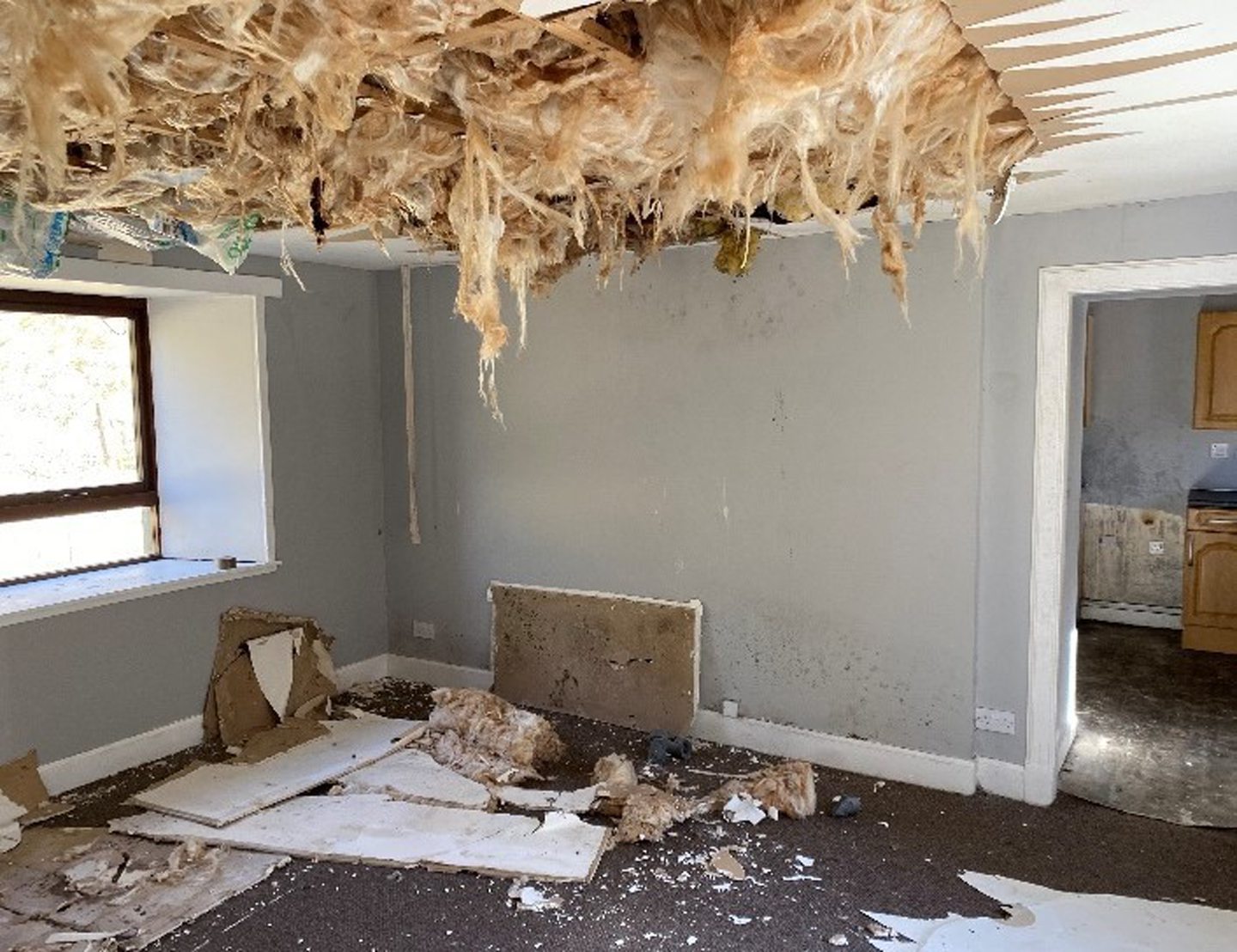 A run-down interior of Lineside Cottage.