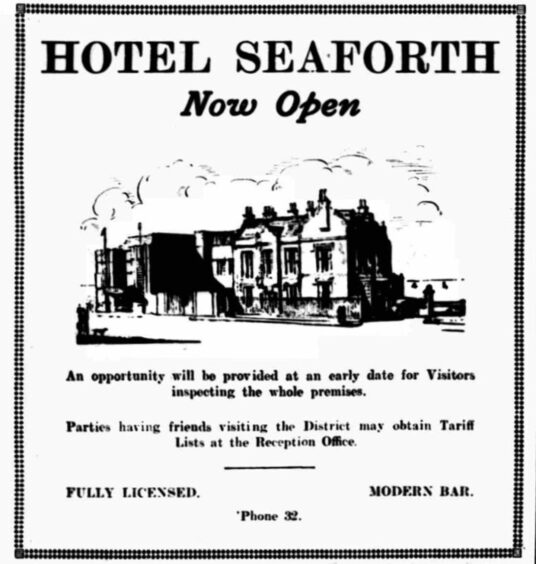 an advert for the Hotel Seaforth in Arbroath