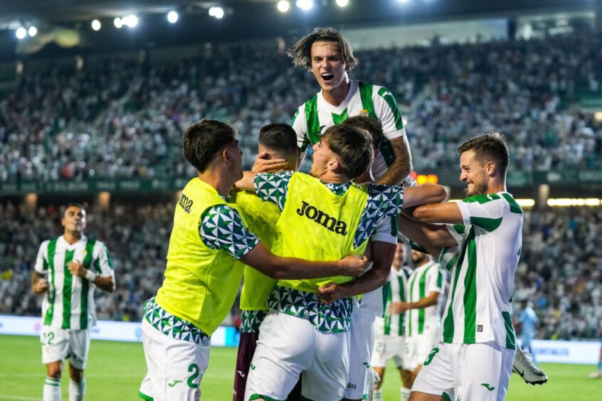 Córdoba celebrate a goal against Burgos earlier this season.