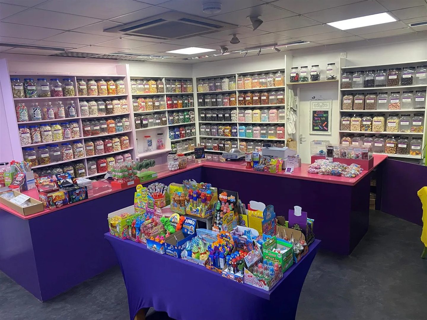 Inside of sweet shop.