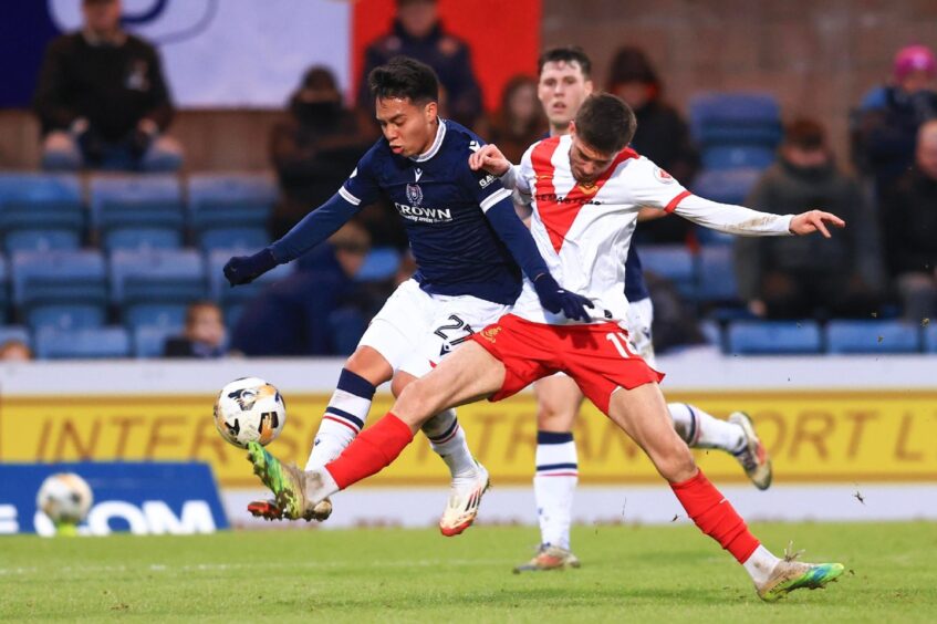 Victor Lopez on debut for Dundee. Image: David Young/Shutterstock