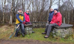 Trust members Ann Warren, Clare Ross, Lynda Grant and Philip Ross at the award-winning woodland. Image: Paul Reid