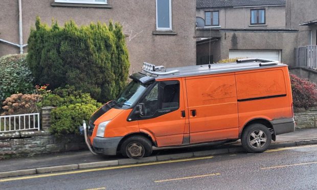 The Transit van involved in the latest incident on Dundee Road, Forfar. Image: Supplied