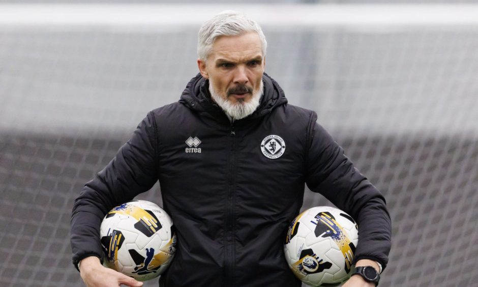 Dundee United boss Jim Goodwin, pictured, offered an update on several of his midfield options