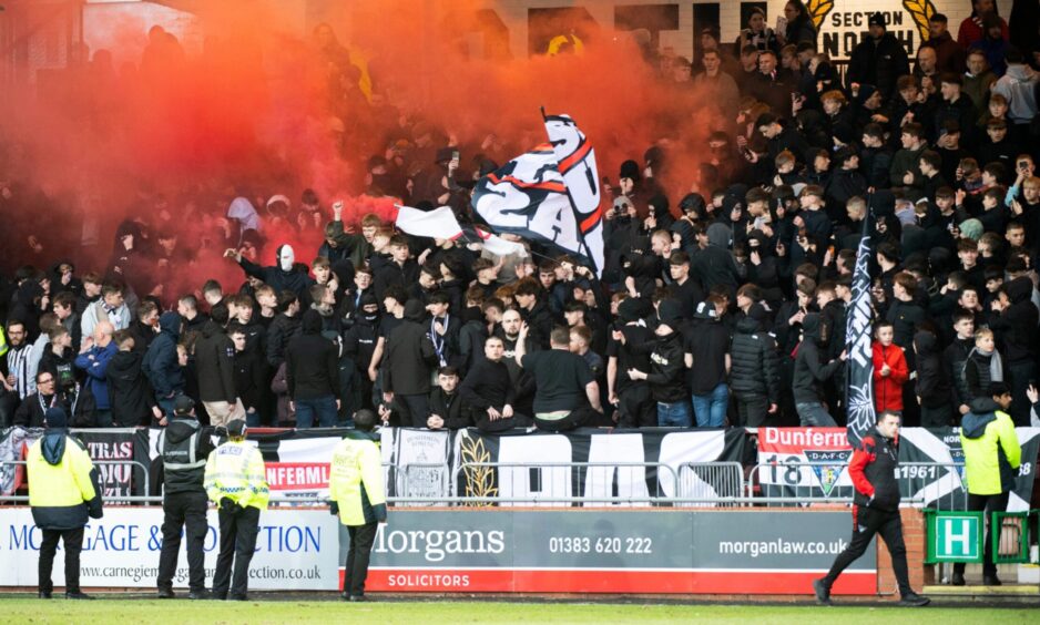Dunfermline Athletic fans at East End Park.