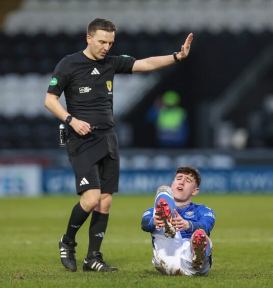 Referee Dan McFarlane during the St Mirren v St Johnstone game. 