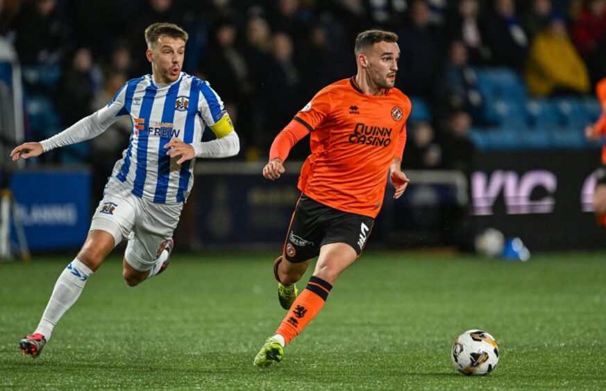 Vicko Sevelj, pictured against Kilmarnock, has been a star man for Dundee United this term.