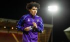 Dunfermline's Jeremiah Chilokoa-Mullen warms up at the Pars' SPFL Trust Trophy defeat to Livingston. Image: Ross Parker/SNS