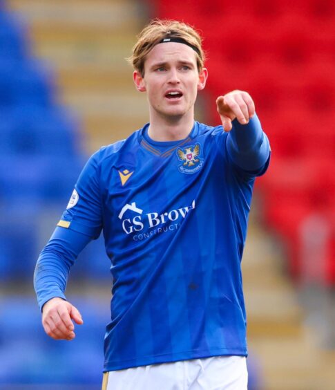 Jonathan Svedberg issues an instruction during St Johnstone's game against Hamilton Accies.