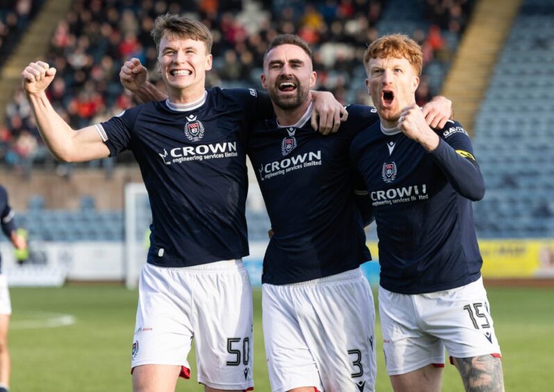 Dundee enjoy Clark Robertson's opening goal. Image: Mark Scates/SNS