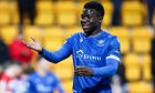 St Johnstone's Adama Sidibeh at full-time after scoring the winner against Hamilton Accies.