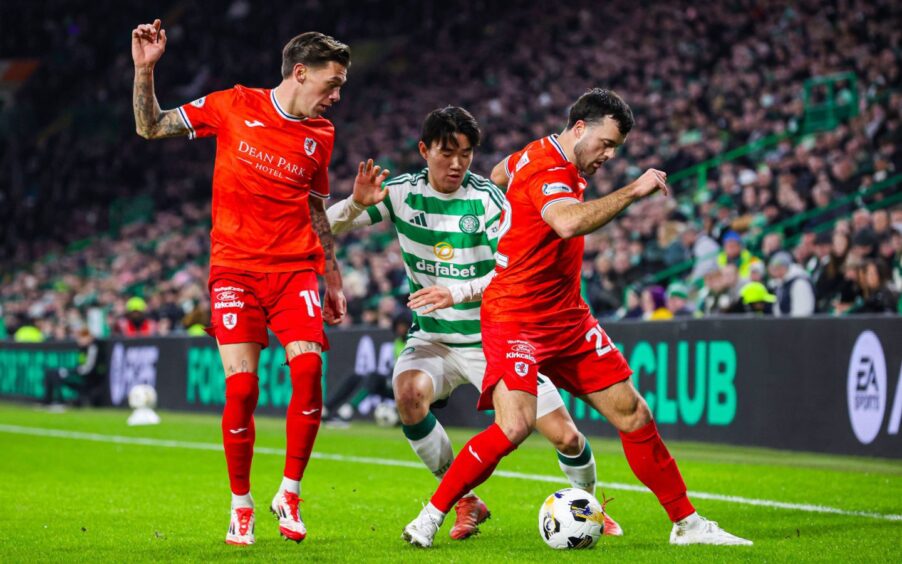 Raith Rovers' Josh Mullin and Jordan Doherty in action during the Scottish Cup defeat to Celtic.