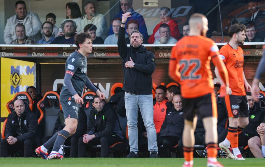 Michael Wimmer on the touchline for the first time as Motherwell manager.