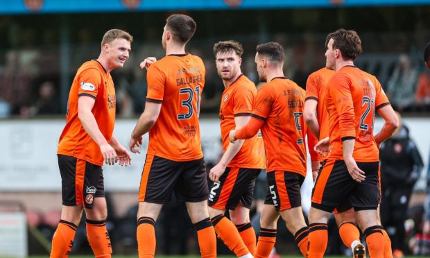 The winning Dundee United players on Saturday